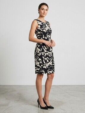 Jessica Howard‎ Sleeveless Sheath Dress 12 Black and White Career Cocktail